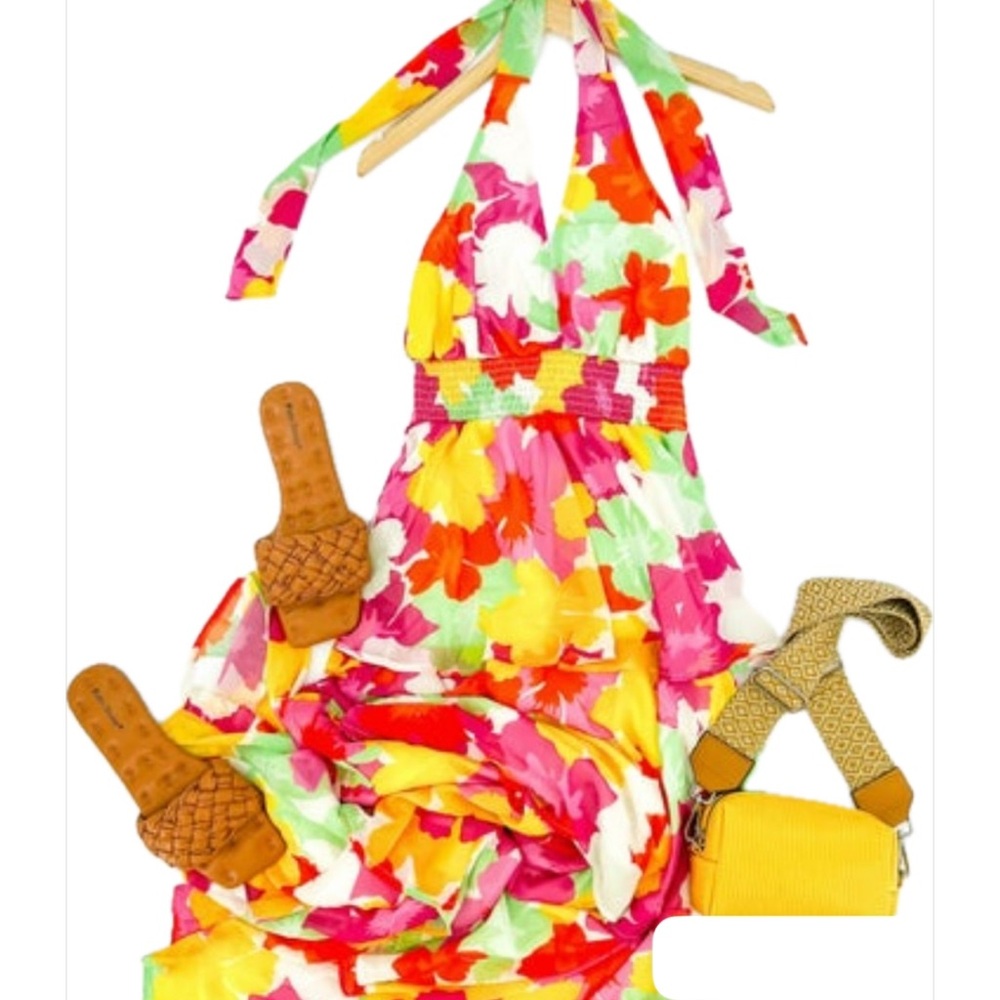 Peach Love California Floral Maxi Dress - Multicolor